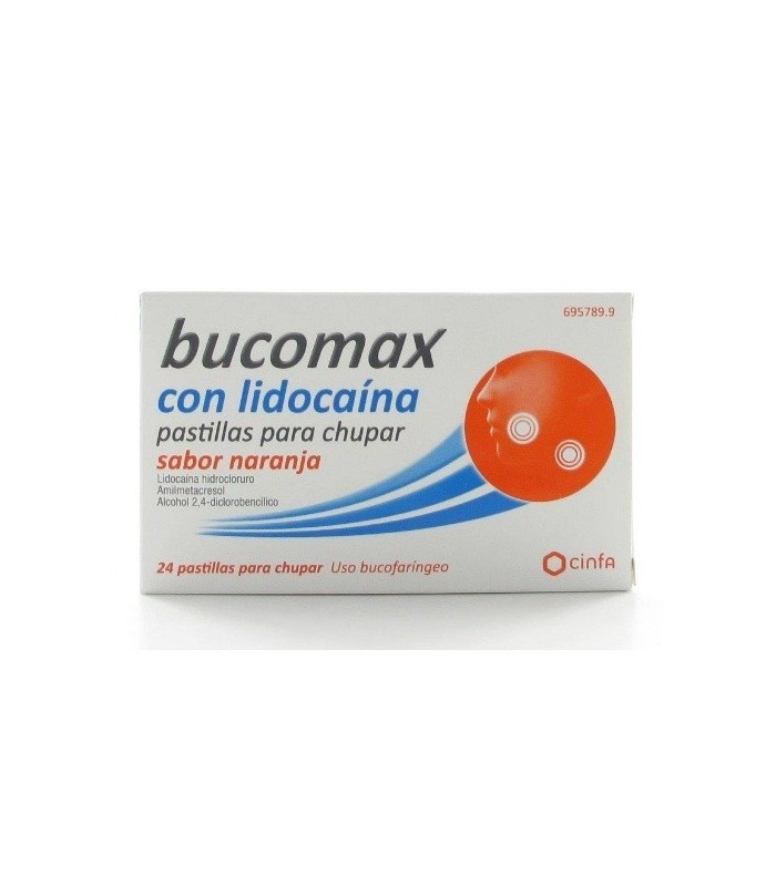BUCOMAX LIDOCAINA NARANJA 24 PASTILLAS PARA CHUPAR Resfriado, tos y Gripe y Medicamentos - CINFA