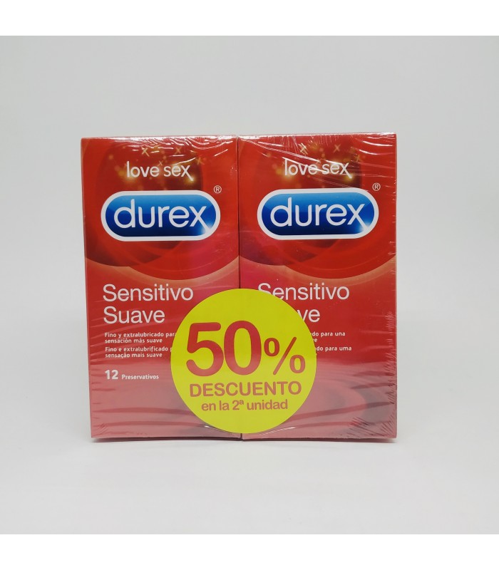 DUREX PRESERVATIVOS SENSITIVO SUAVE 12 UND DUPLO Preservativos y Salud Sexual - 
