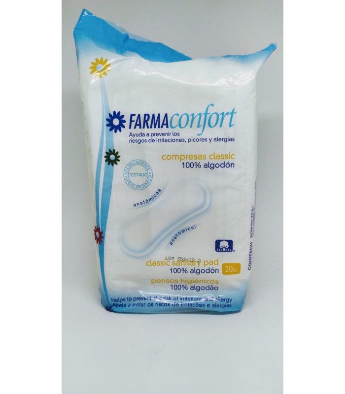 COMPRESA FARMACONFORT ALGODON 20U Menstruacion y Higiene Intima - 