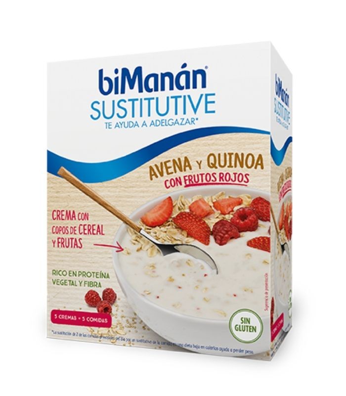 BIMANAN SUSTITUTIVE CREMA AVENA Y QUINOA CON FRUTOS ROJOS 5 UNIDADES Inicio y  - BIMANAN
