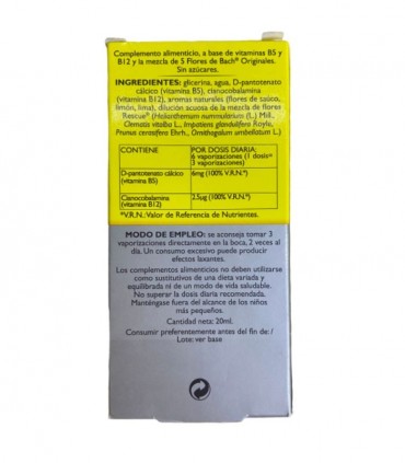 FLORES BACH RESCUE PLUS VITAMINAS SPRAY 20 ML Ansiedad y Sistema nervioso - BACH RESCUE