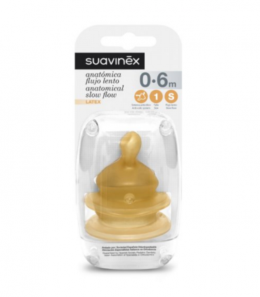 SUAVINEX TETINA ANATOMICA FLUJO LENTO LATEX 0-6M 2UNIDAES - Tetinas y Accesorios del bebe