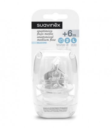 SUAVINEX TETINA ANATOMICA FLUJO DENSO LATEX +6M 2UNIDADES -Tetinas y Accesorios del bebe