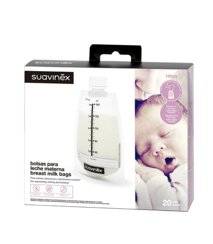 SUAVINEX BOLSA PARA LECHE MATERNA CON TAPÓN 20UDS -Lactancia y Embarazo y post parto