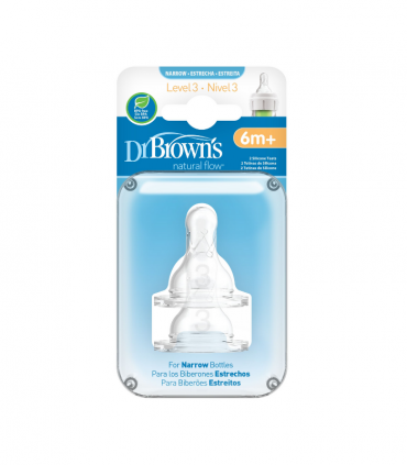 DR BROWNS TETINA BOCA ESTRECHA NIVEL 3 +6M 2UDS - Accesorios del bebé y tetinas