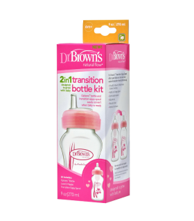 DR BROWNS KIT TRANSICION BIBERON 2en1 ROSA 270ML-  Accesorios del bebé y biberones