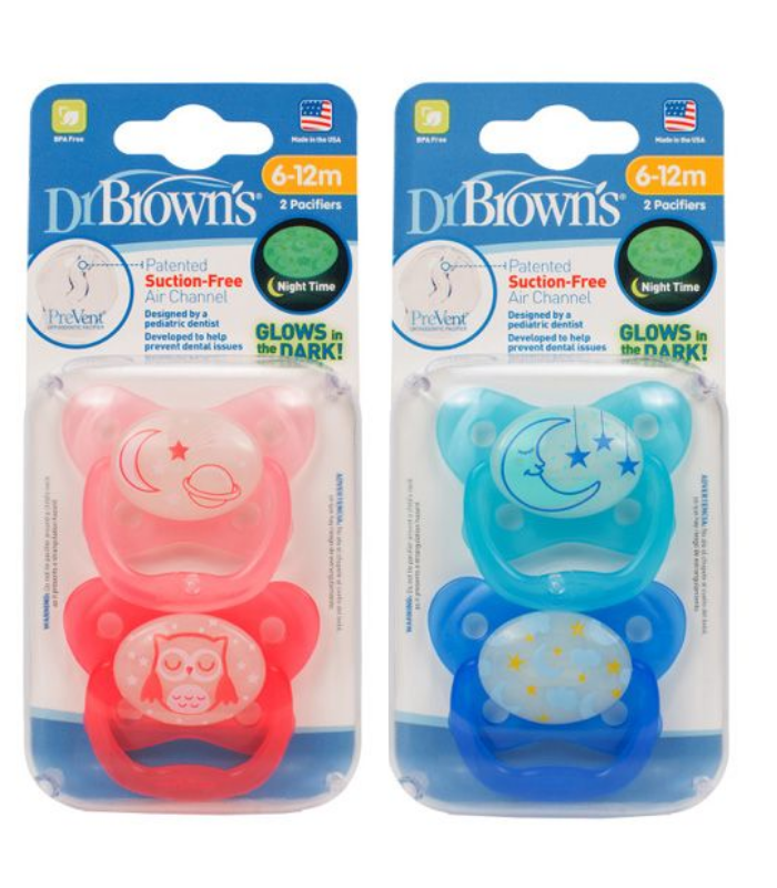 DR BROWN'S CHUPETE NOCTURNO PREVENT 6-12M 2UDS -Accesorios del bebé y Chupetes