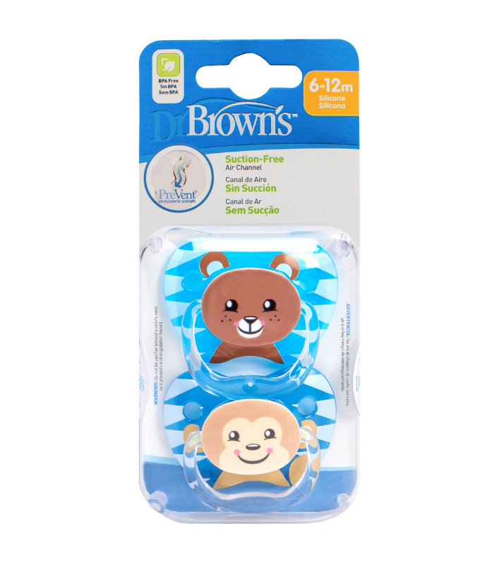 DR BROWNS CHUPETE SILICONA ANIMAL NIÑO 6-12M 2UDS - Accesorios del bebé y Chupetes