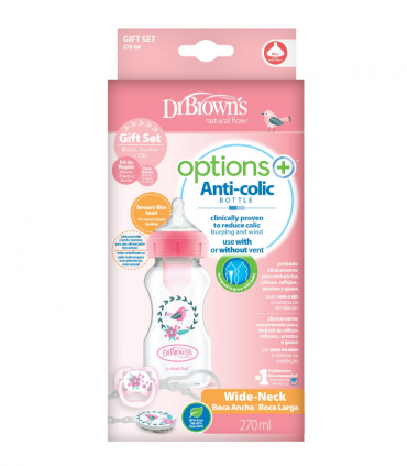 DR BROWN'S SET ROSA: BIBERON,CHUPETE Y BROCHE -Accesorios del bebé y Biberones