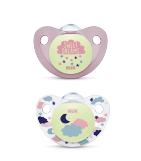 NUK CHUPETE TRENDLINE NIGHT SILICONA 0-6M 2UDS- Accesorios del bebé y Chupetes 2