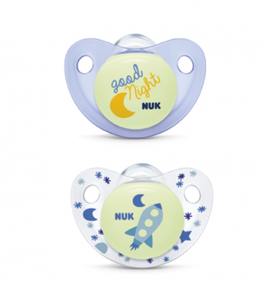 NUK CHUPETE TRENDLINE NIGHT SILICONA 0-6M 2UDS- Accesorios del bebé y Chupetes