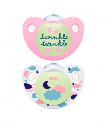 NUK CHUPETE TRENDLINE NIGHT SILICONA 0-6M 2UDS- Accesorios del bebé y Chupetes