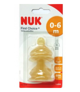 NUK TETINA FIRST CHOICE LATEX 0-6M 2UDS- Accesorios del bebé y tetinas
