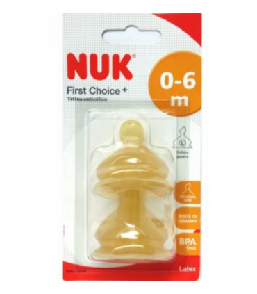 NUK TETINA FIRST CHOICE LATEX 0-6M 2UDS- Accesorios del bebé y tetinas