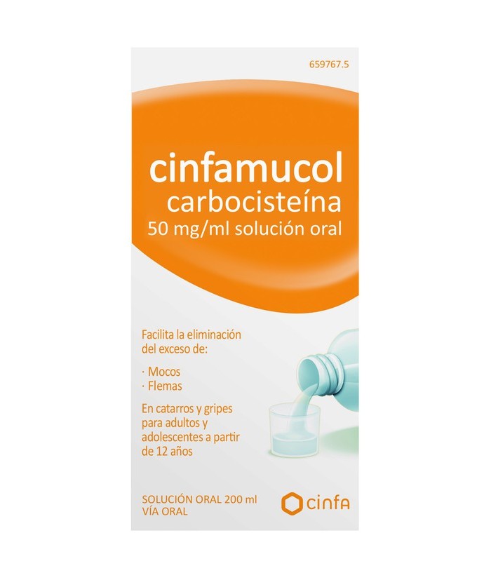CINFAMUCOL CARBOCISTEINA 50 MG-ML SOLUCION ORAL Tos y mucosidad y Resfriado, tos y Gripe - CINFA