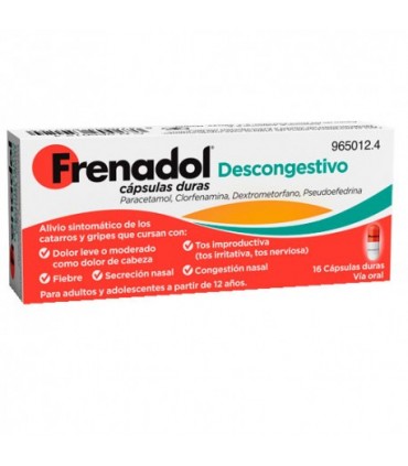 FRENADOL DESCONGESTIVO 16 CAPSULAS Resfriados y Resfriado, tos y Gripe - JOHNSON AND JOHNSON