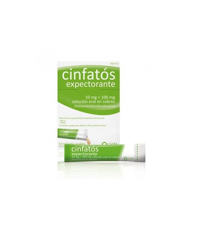 CINFATOS EXPECTORANTE 10-100 MG 18 SOBRES SOLUCI Tos y mucosidad y Resfriado, tos y Gripe - CINFA