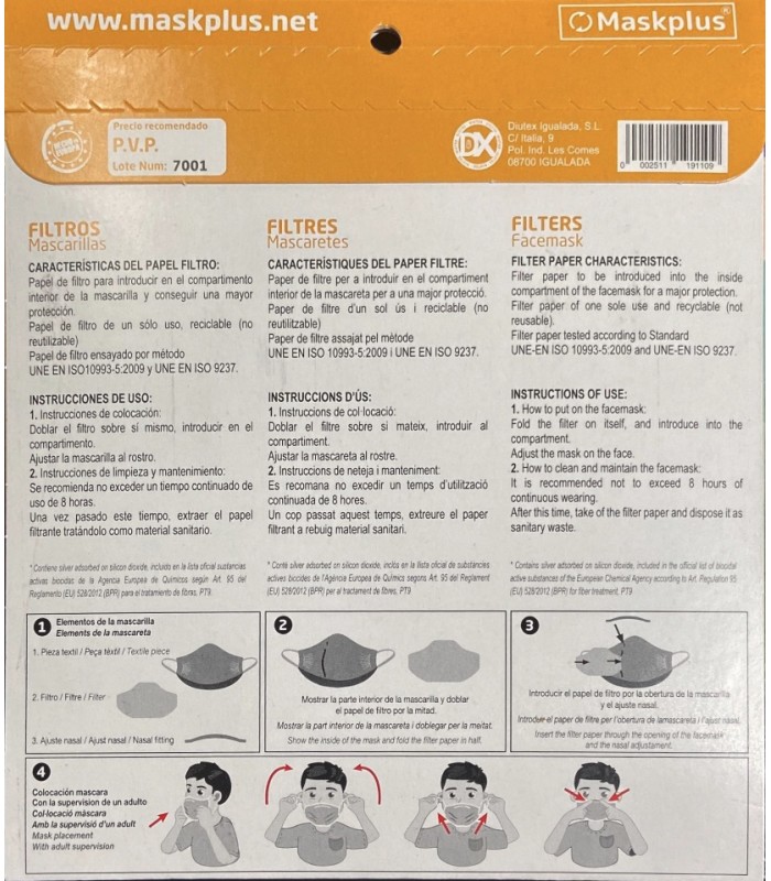 MASKPLUS FILTROS MASCARILLAS 6 A 12 AÑOS Inicio y  - 