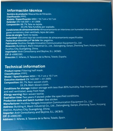 MASCARILLA FFP2 BLANCA 5 UNIDADES