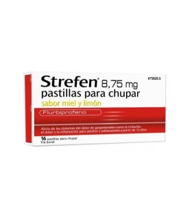 STREFEN 8.75 MG 16 PASTILLAS PARA CHUPAR MIEL Y LIMON Garganta irritada y Resfriado, tos y Gripe - RECKITT