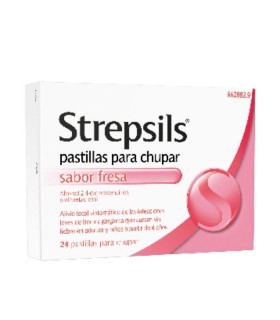 STREPSILS 24 PASTILLAS PARA CHUPAR FRESA Garganta irritada y Resfriado, tos y Gripe - RECKITT