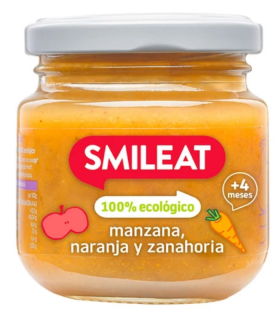 SMILEAT TARRITO MANZANA, NARANJA Y ZANAHORIA 130G Potitos y Alimentacion del bebe - SMILEAT