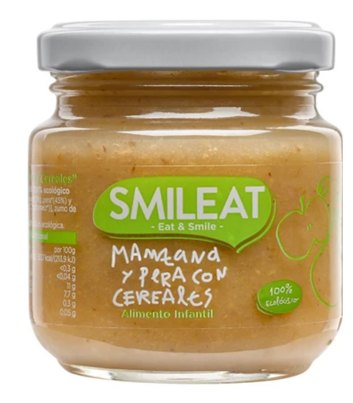 SMILEAT TARRITO MANZANA Y PERA CON CEREALES 130G Potitos y Alimentacion del bebe - SMILEAT