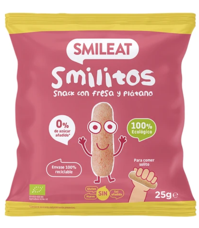 SMILITOS SNACK FRESA Y PLATANO 25G Bebé y mamá y Inicio - SMILEAT