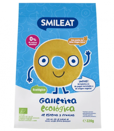 SMILEAT GALLETITA ECOLOGICAS DE ESPELTA Y FRUTAS 220G Papillas y galletas y Alimentacion del bebe - SMILEAT