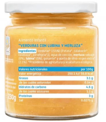 SMILEAT TARRITO VERDURAS LUBINA Y MERLUZA 230G Potitos y Alimentacion del bebe - SMILEAT