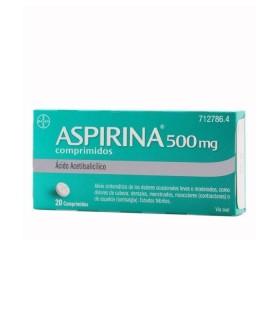 ASPIRINA 500 MG 20 COMPRIMIDOS Analgésico y Antiinflamatorio y Medicamentos - BAYER