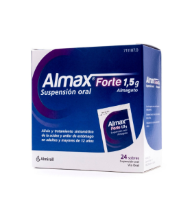 ALMAX FORTE 1,5 G SUSPENSION ORAL 24 SOBRES SOLUCION ORAL Acidez y Trastornos Digestivos - ALMIRALL