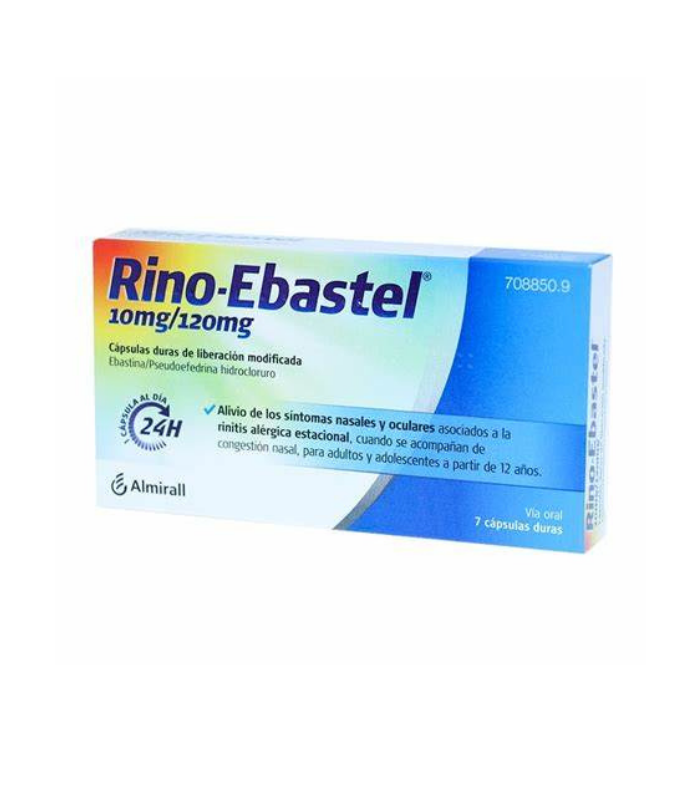 RINO EBASTEL 10MG/120 MG 7 CAPSULAS Alergias y Medicamentos - ALMIRALL