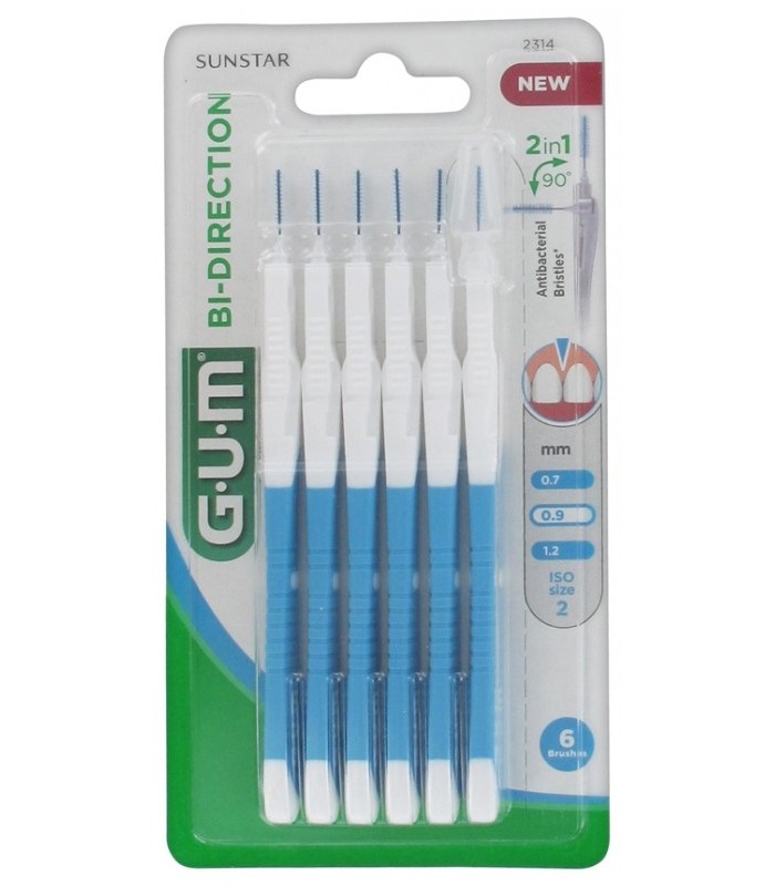 GUM CEPILLO INTERDENTAL BI-DIRECTION 0,9MM 6 UNIDADES