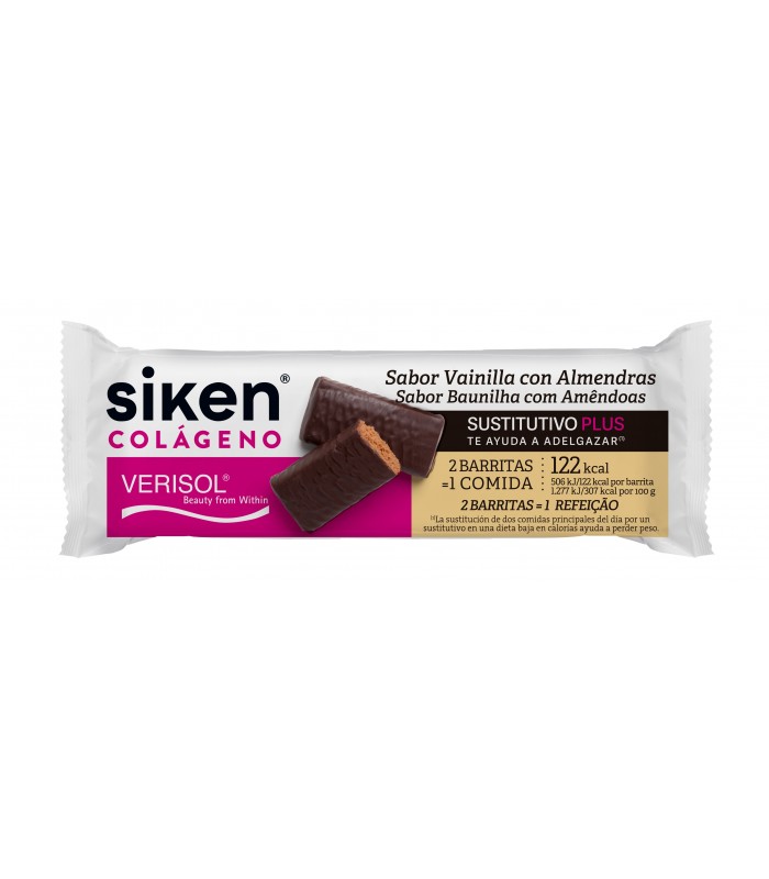 SIKEN SUSTITUTIVO COLÁGENO BARRITA VAINILLA CON ALMENDRAS 40G