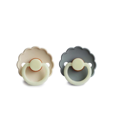 FRIGG CHUPETE DAISY NIGHT CREAM-FRENCH GRAY TETINA LATEX 6-18 MESES PACK 2 UNIDADES