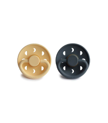 FRIGG CHUPETE MOON PHASE PALE DAFFODIL-SLATE TETINA LATEX 0-6 MESES PACK 2 UNIDADES