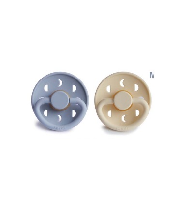 FRIGG CHUPETE MOON PHASE POWDER BLUE-CREAM TETINA LATEX 6-18 MESES PACK 2 UNIDADES