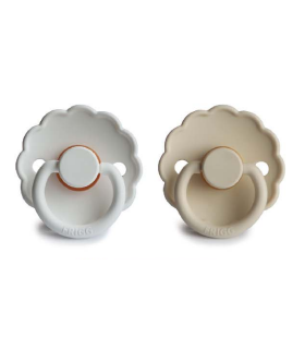 FRIGG CHUPETE DAISY BRIGHT WHITE-CREAM TETINA LATEX 6-18 MESES PACK 2 UNIDADES
