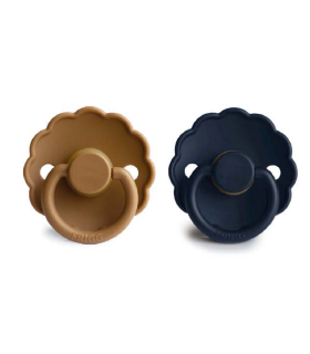 FRIGG CHUPETE DAISY CAPPUCCINO-DARK NAVY TETINA LATEX 0-6 MESES PACK 2 UNIDADES