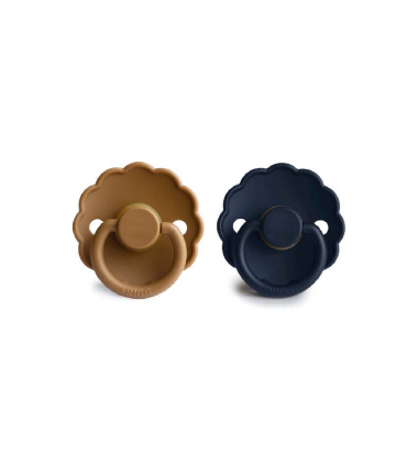 FRIGG CHUPETE DAISY CAPPUCCINO-DARK NAVY TETINA LATEX 0-6 MESES PACK 2 UNIDADES