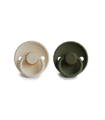 FRIGG CHUPETE ROPE CREAM-OLIVE TETINA LATEX 0-6 MESES PACK 2 UNIDADES