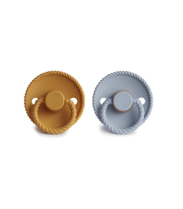 FRIGG CHUPETE ROPE HONEY-POWDER BLUE TETINA LATEX 6-18 MESES PACK 2 UNIDADES