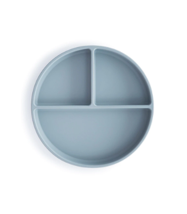 MUSHIE PLATO SILICONA CON VENTOSA Y COMPARTIMENTOS POWDER BLUE