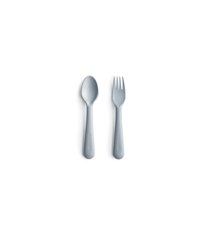 MUSHIE CUCHARA Y TENEDOR PLÁSTICO CLOUD