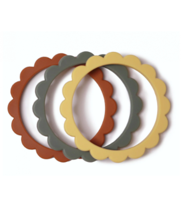 MUSHIE MORDEDOR SILICONA PACK 3 BRAZALETES FLOWER SUNSHINE-DRIED THYME-CLAY Bebé y mamá y Inicio - MUSHIE