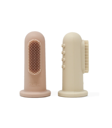 MUSHIE CEPILLO DE DIENTES DEDO SILICONA PACK 2 UNIDADES DHIFTING SAND-BLUSH Higiene y Inicio - MUSHIE