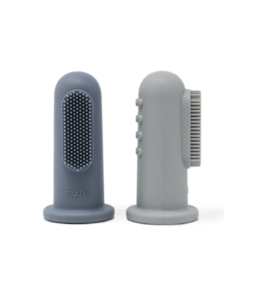 MUSHIE CEPILLO DENTAL PARA DEDO SILICONA PACK 2 UNIDADES TRADEWINDS-STONE