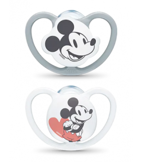 NUK Chupete Space Disney Mickey 18-36 meses, 4 unidades en gris/rojo 