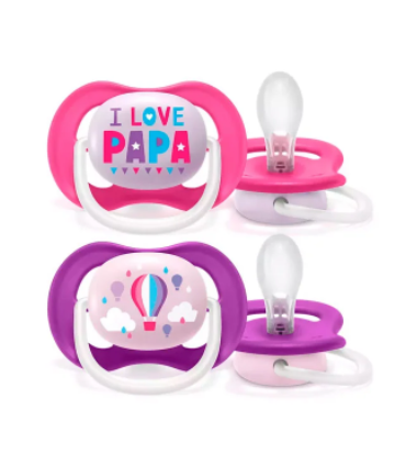 AVENT CHUPETE ULTRA AIR HAPPY 6-18 MESES NIÑA 2 UNIDADES